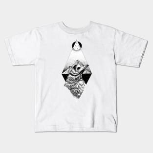 Crow Illustration Black Ink Raven Bird Drawing by shoosh Kids T-Shirt